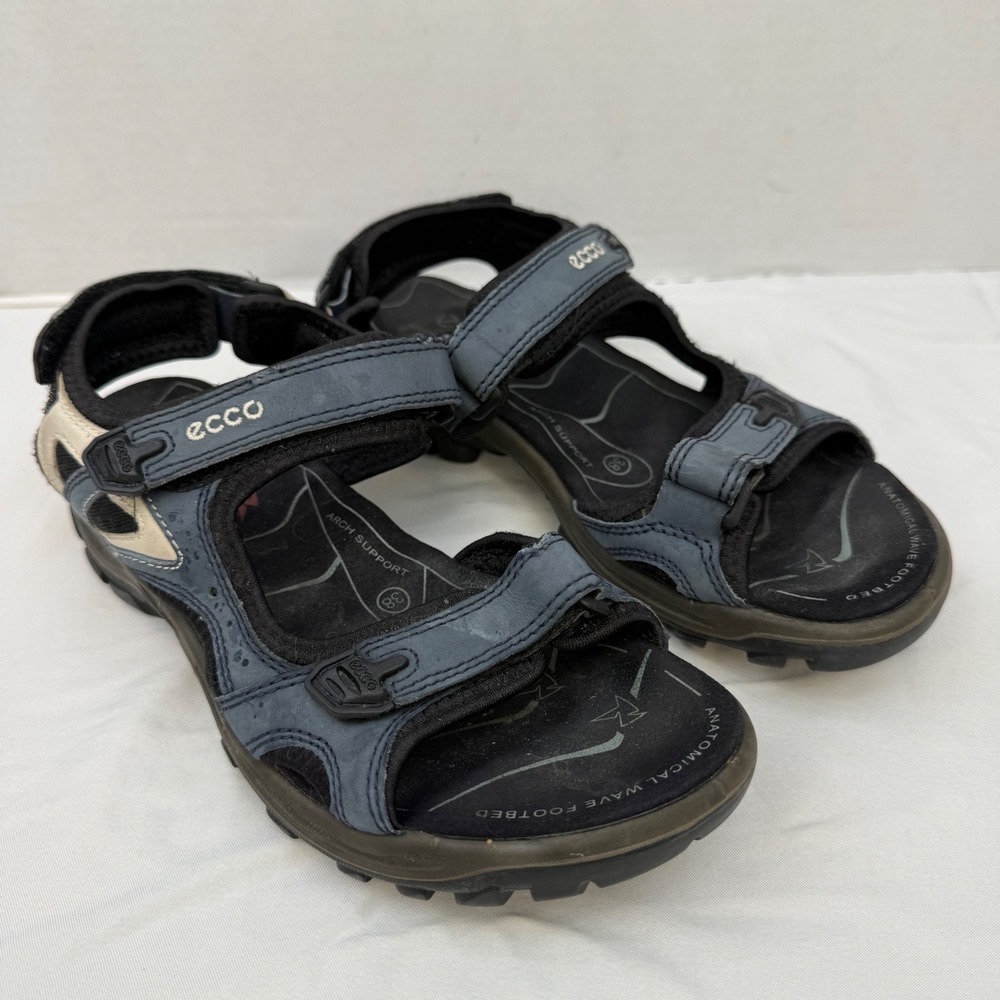 ECCO Yucatan Womens Sandals Blue Nubuck Leather Receptor Sport Hiking Size 38